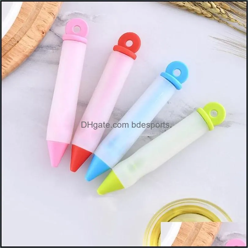 Silicone DIY Food Write Pen Chocolate Decorating Tools Cake Mold Cream Icing Piping Pastry Kitchen Accessories with 4 Nozzles