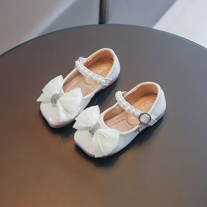 Tout-petits filles chaussures en cuir mode arc chaussures habillées nourrissons appartements bébé fille chaussures nouvelle taille 23-34