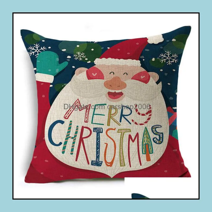 santa claus pillow case christmas tree snowman elk pillow case cotton linen pillowcase home sofa car decor 45*45cm yhm290-1