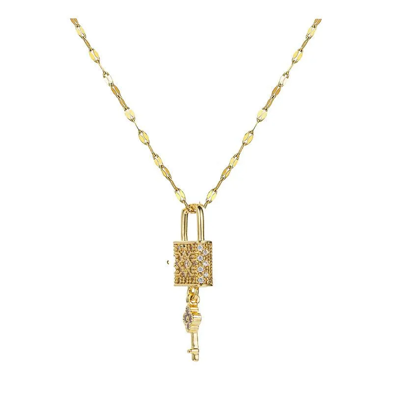 Colliers pendants en acier inoxydable micro-incorpodé à petite clavicule chaîne de clavicule femelle collier zircon en or rose non fadependant
