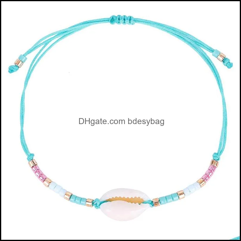 colorful small glass beads strands shell charm bracelet new fashion bohemian style jewelry