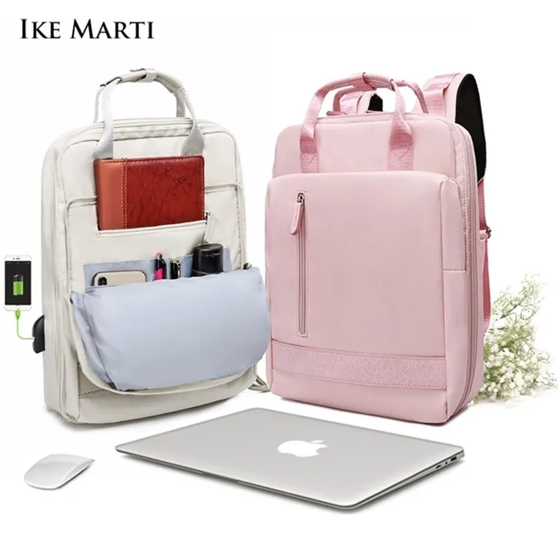 Ike Marti Women Ryggsäckar Daypack School Bag Girl Fashion Sac A Dos Femme Man Waterproof Charging 15,6 tum Laptop Ryggsäck 220517
