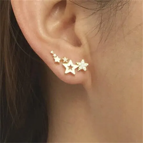 Stud Simple Stylish Star Women Drop Earrings Shiny White Zircon Exquisite Versatile Female Earring Fashion Jewelry GC1027