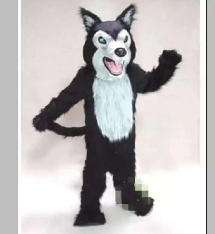 2022 Hoge kwaliteit Zwarte Wolf Husky Hond Fursuit Mascotte Kostuum Halloween Kerst Fancy Party Jurk Cartoon Karakter Pak Carnaval Unisex Volwassenen Outfit