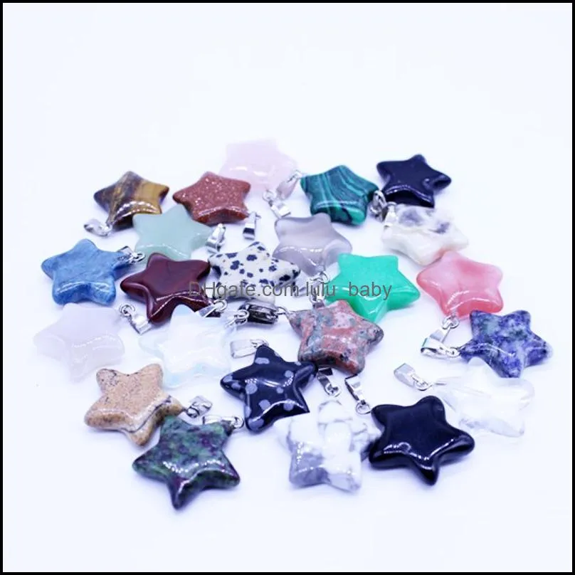 natural stone pendant fashion assorted mixed star charms pendants for diy jewelry making star stone pendant