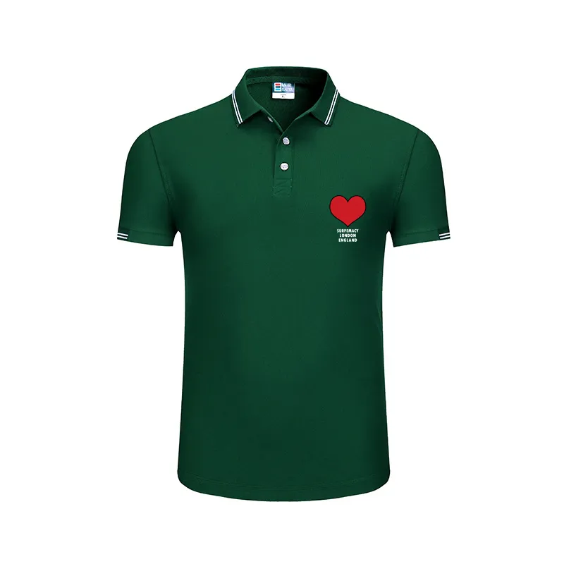 Men Cotton lapel Polo shirt Summer Short Sleeve playful love heart shape logo T-Shirt women business office interview Top 2022