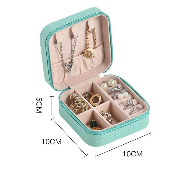 Storage Box Travel Jewelry Boxes Organizer PU Leather Display Case Necklace Earrings Rings Jewelries Holder Gift DH8888