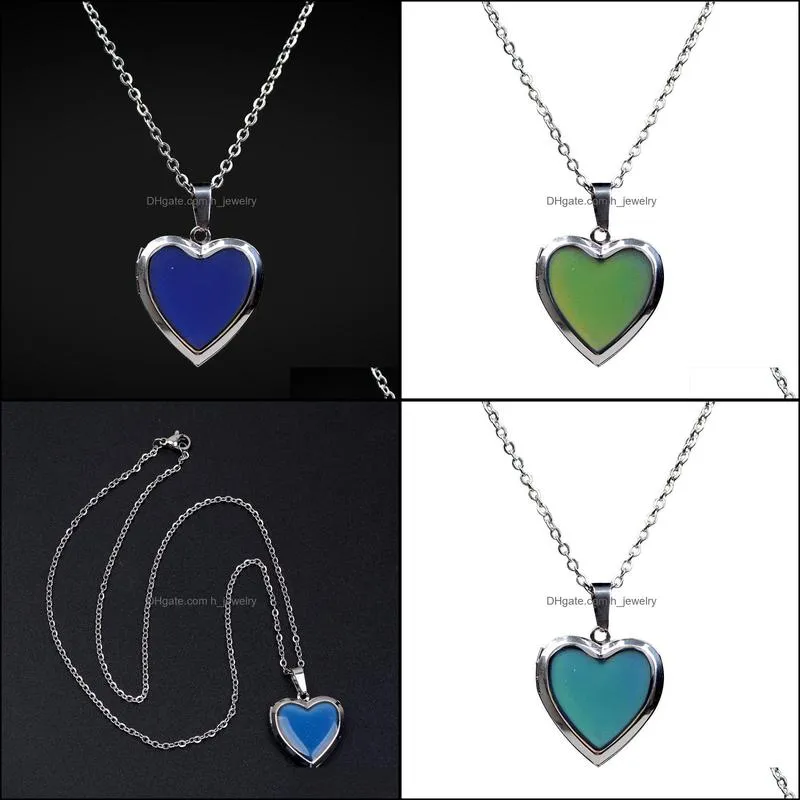 womens allmatch light luxury niche design womens stainless steel chain heartshaped love p o box thermochromic necklace hjewelry