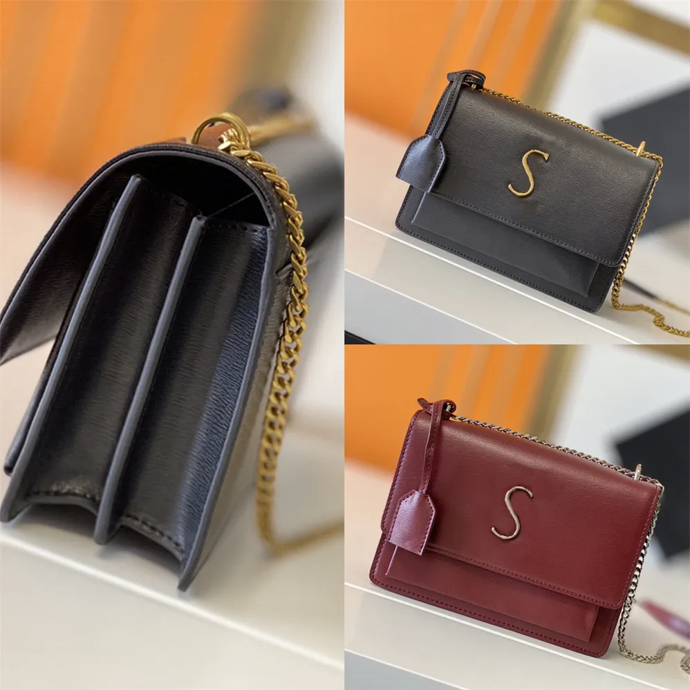 Zaprojektowane znane damskie torby na ramię SUNSET torebki kopertówki wieczorowe skrzynki damskie torebki typu Crossbody modne skórzane kopertówki portfel