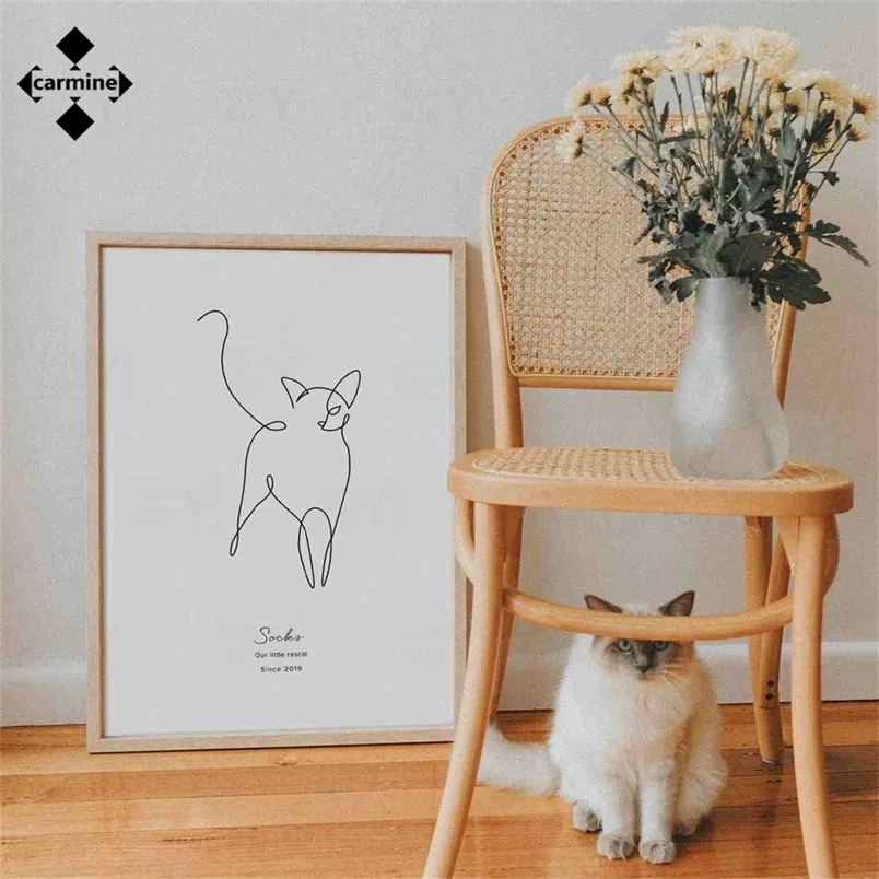 Custom Pet Canvas Painting Line Drawing Wall Art Nordic Minimalist Room Decor Personalized Line Art Picture Decorative Paintings 220623