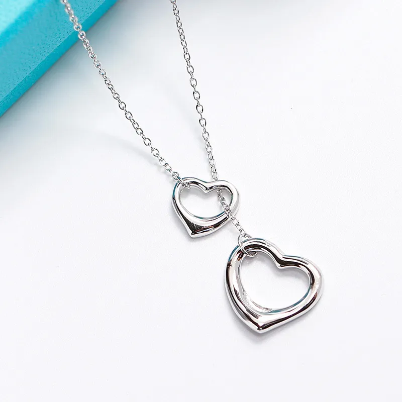 Original blue box gift Tiff 925 Silver Designer Necklace Love Pendant Heart Beads Chain Return Gold Key Gold luxurious For Women Couple Fashion Logo Wedding Jewelry