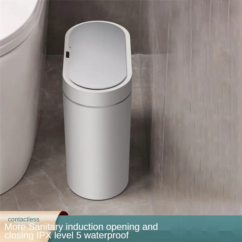 8L7L Smart Sensor Trash Can Automatyczne gospodarstwa domowe elektroniczne kuchenne kosza toalety wodoodporne wąski szew 220813