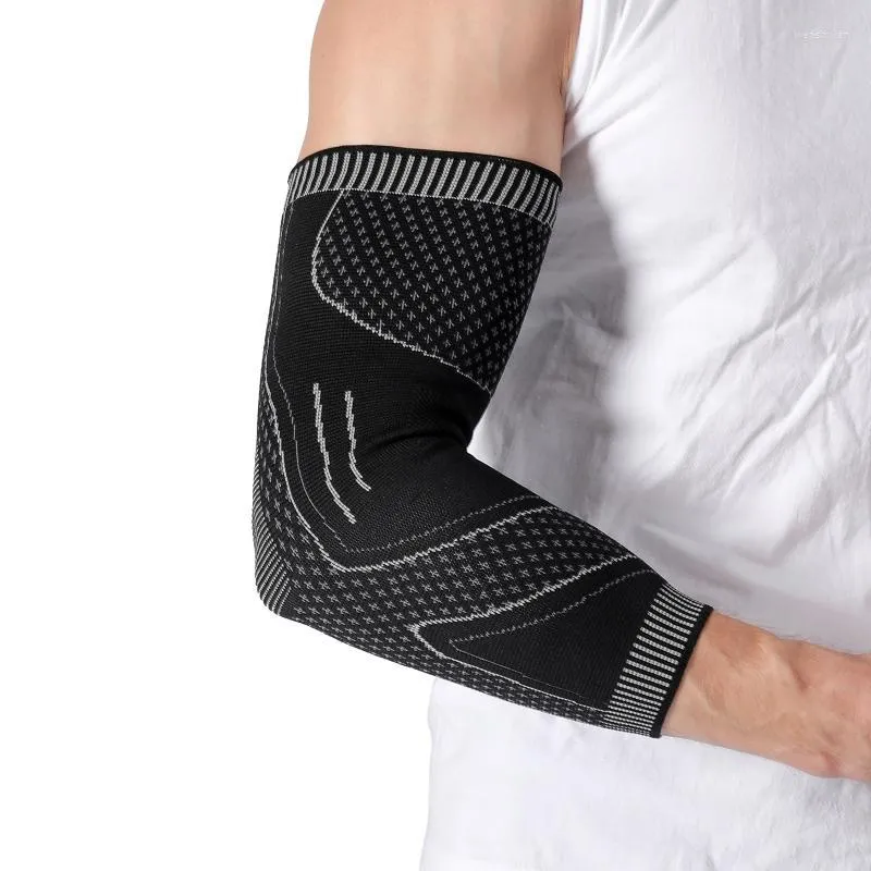 Ginocchiere per gomiti nere con striscia grigia allungate manica di supporto ciclismo palestra fitness basket pallavolo tennis protezioni per le bracciagomito