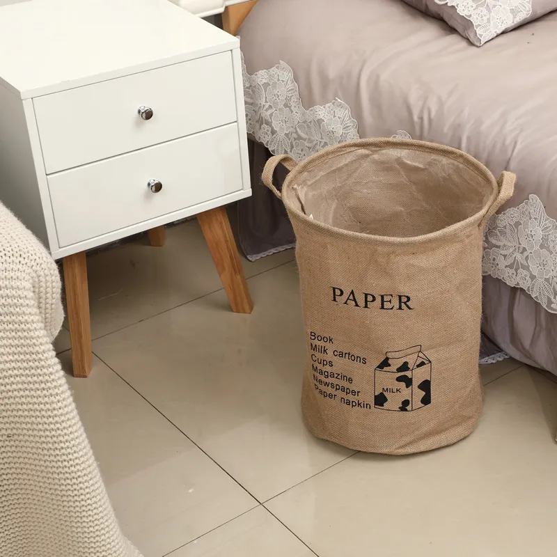 Clothing & Wardrobe Storage Large jute waterproof storage bucket garbage sorting fabric bathroom dirty clothesbucket