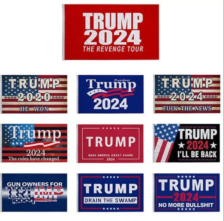 Part Favor in Stock 3x5 ft Trump Flag 2024 Valflaggor Donald Revenge Tour 150x90cm Banner Fast