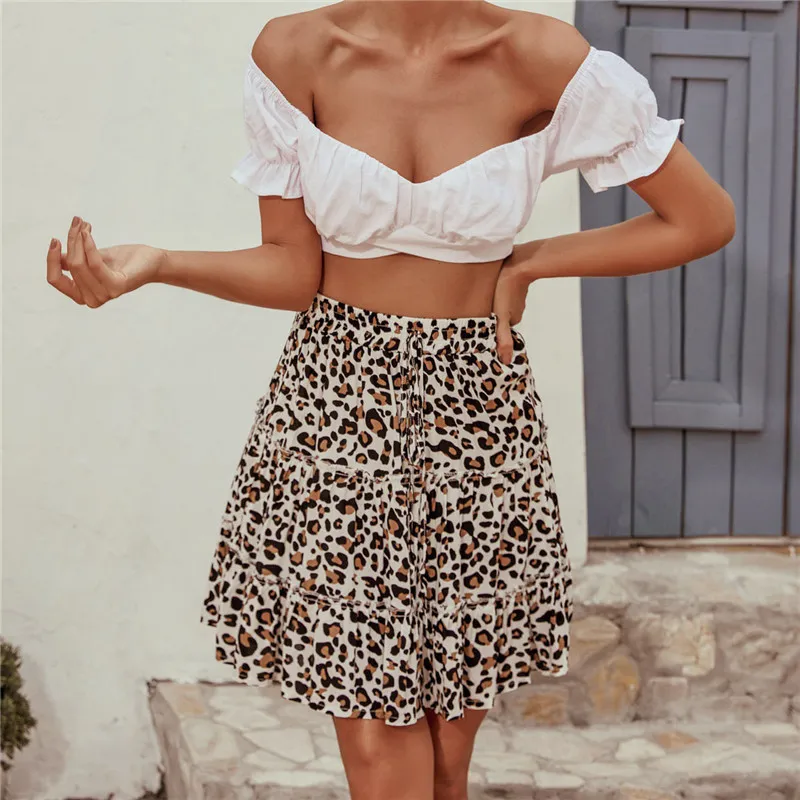 Floral Print High Waist Frills Mini Floral Skirts For Women Sexy