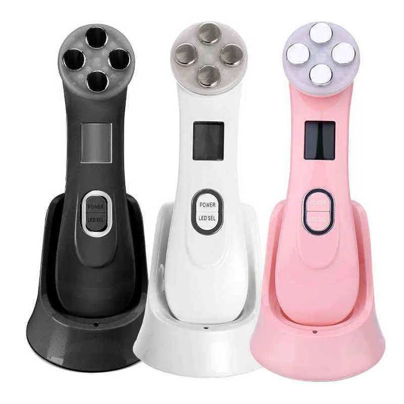 Dispositivos de cuidados de rosto Eletroporação RF EMS mesoterapia LED Light Facial Massager Aperte o Cuidado da pele Radiotency RF Face Lifting Machine Beauty 0727