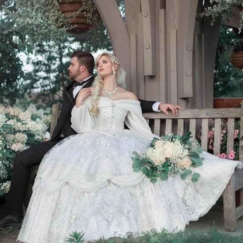 Victorian Fairytale Retro Gothic Medieval Wedding Dress With Off Shoulder  Long Sleeves Romantic Country Bridal Dress From Veralove999, $151.24 |  DHgate.Com