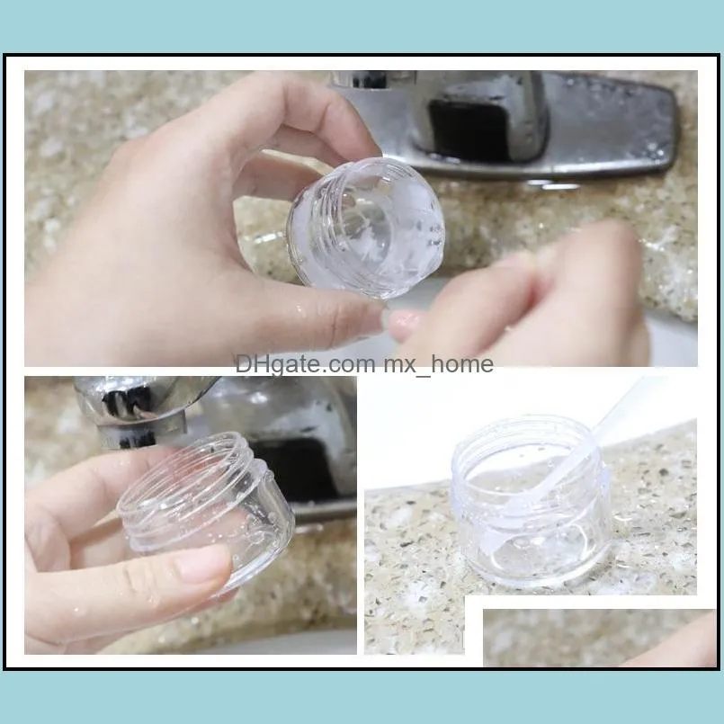 Drop shipping 30g 30ml/1oz Refillable Plastic Screw Cap Lid with Clear Base Empty Cosmetic Jar for Nail Powder Bottle Eye Shadow
