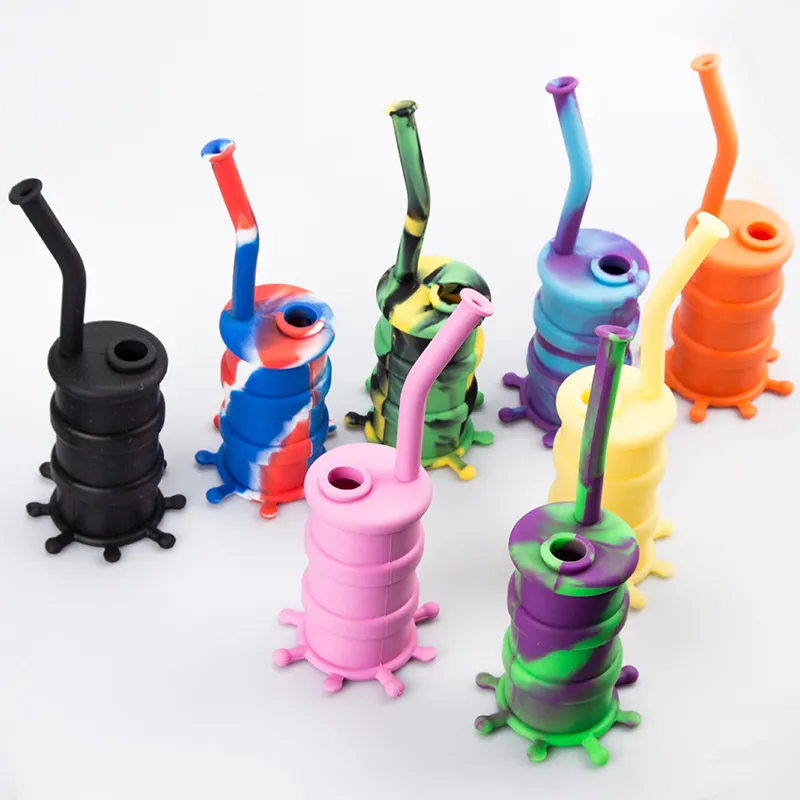 Chinafairprice SI004 Silicone Pipe Dab Rig Silicone Bong 14mm Verre Bol Cendrier 10cm Longueur Down-tige