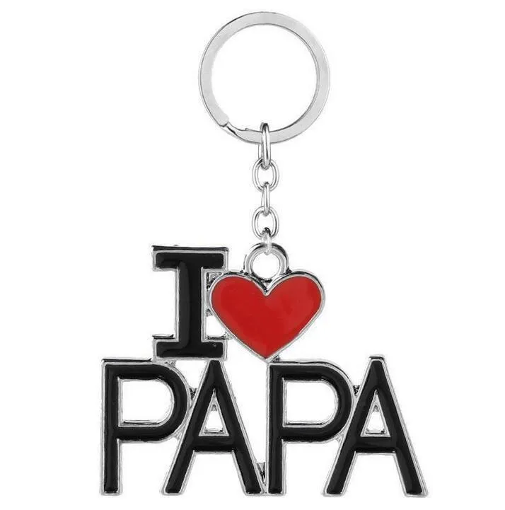 Fedex English Letter Keychain I Love Papa Mama Mom Dad Metal Party Favor Key Ring Family Keychains for Father Mother`S Day Gift