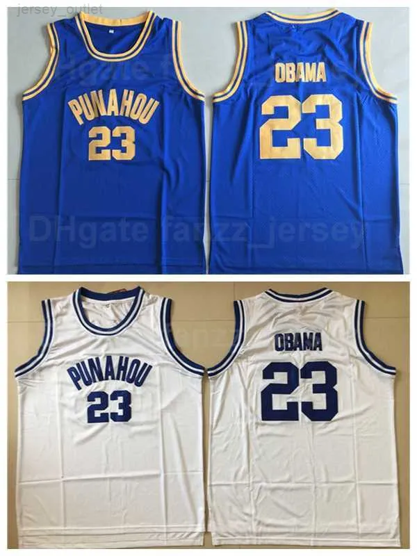 Punahou Koleji 23 Barack Obama Forma Lisesi Basketbol Üniversitesi Renk Mavi Beyaz Takım Nefes Alabilir Spor Saf Pamuk Dikişli ve Dikilmiş İyi Kaliteli