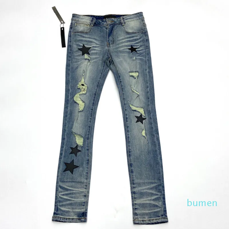 Denim character Style Mens Jeans Slim leg Fashion pattern long Pants Club Clothing for Male Designer Pencil Hip Hop Skinny size 29-38