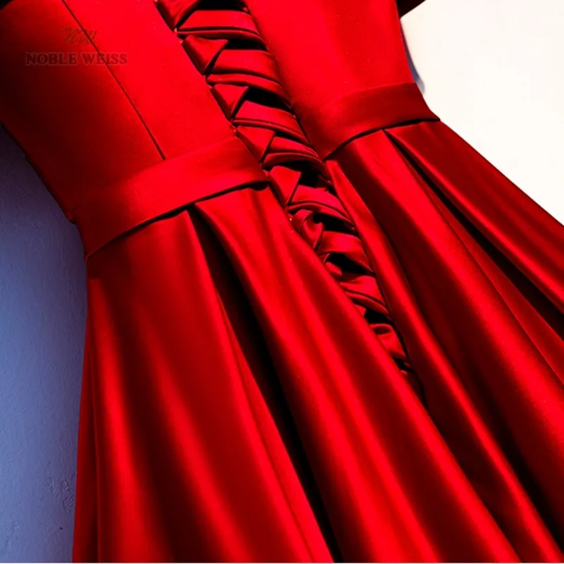 Dark Red V Neck Short Sleeve Evening Dress For Women Perfect