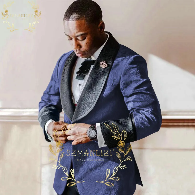 Blue jacquard deals tuxedo