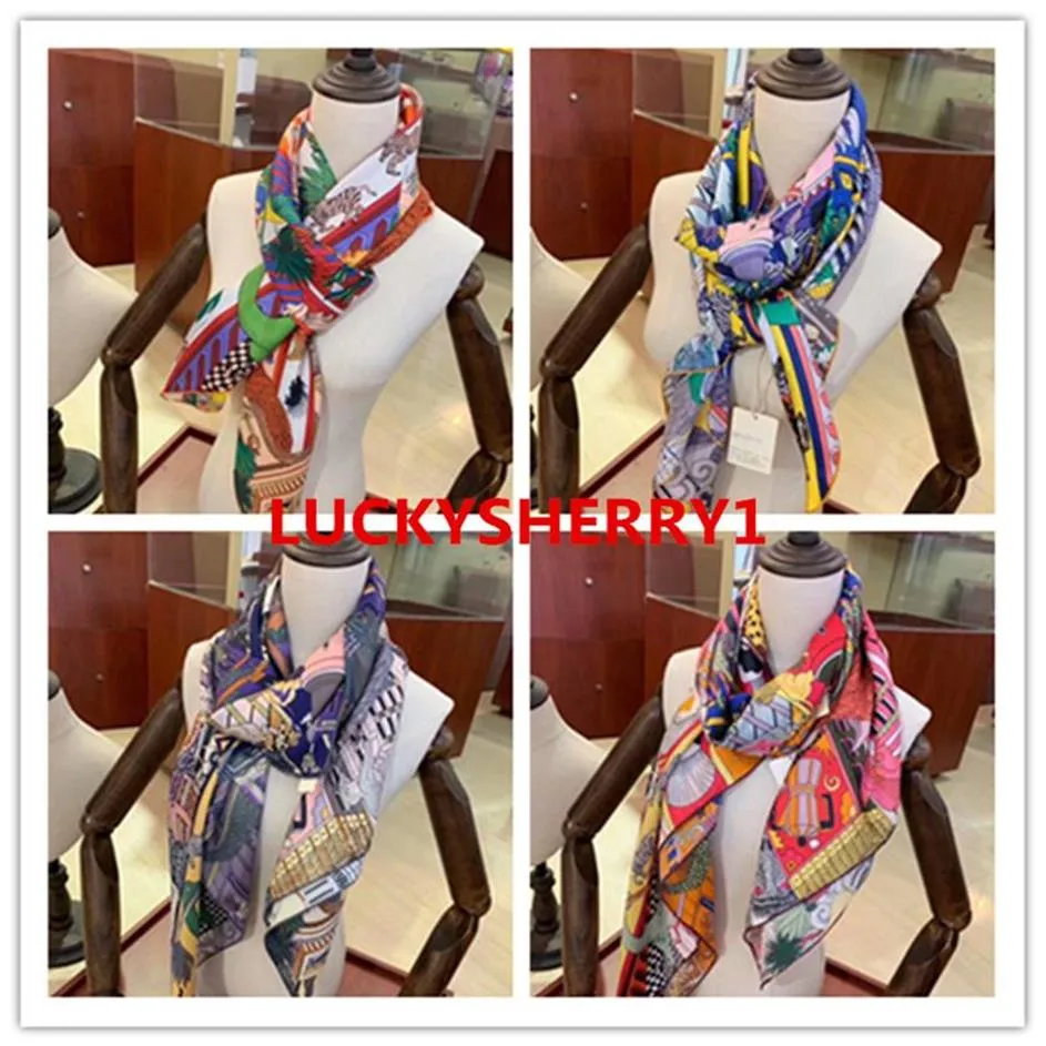 B02HE- 4 colors Original package New classic color 3d print SQUIRE Scarves,100% Top grade real silk, size: 140x140cm .249q2610