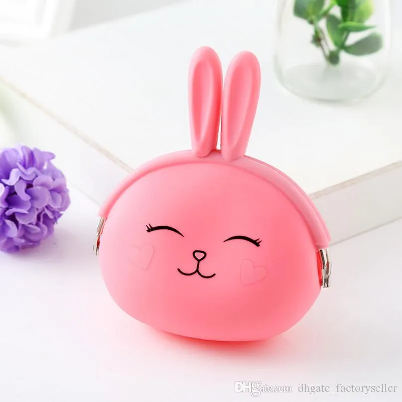 Silicone Coin Purse Cute Cartoon Rabbit Coin Purse Women Girls Small Wallet Mini Key Bag Kawaii Pouch Gift LX5582