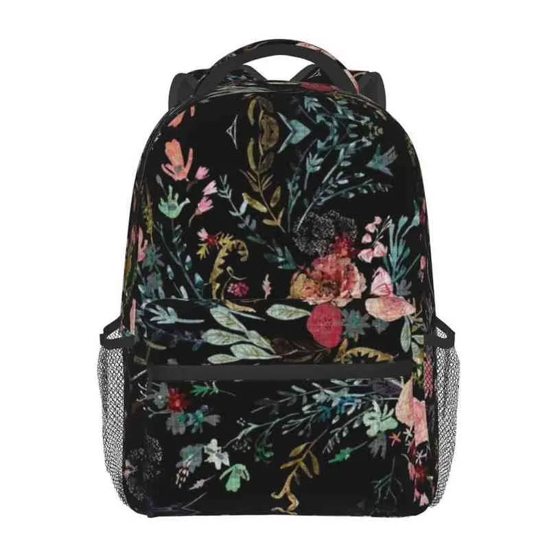 Floral Black Jumbo Backpack For Men And Women Durable Travel