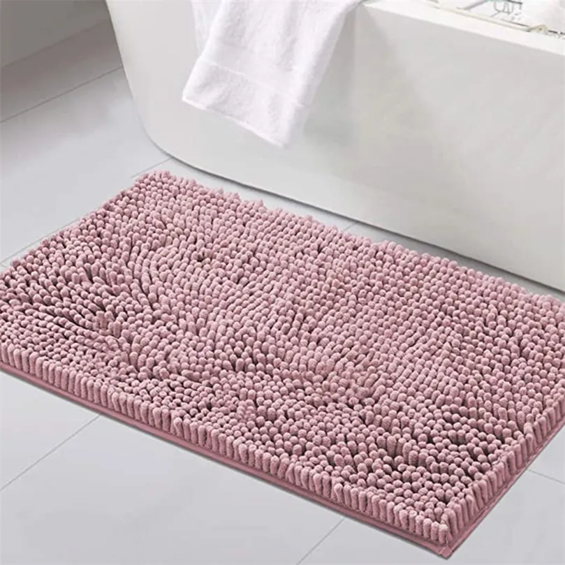 Luxury chenille bathroom rug, super soft absorbent fur machine washable non-slip rug 220401