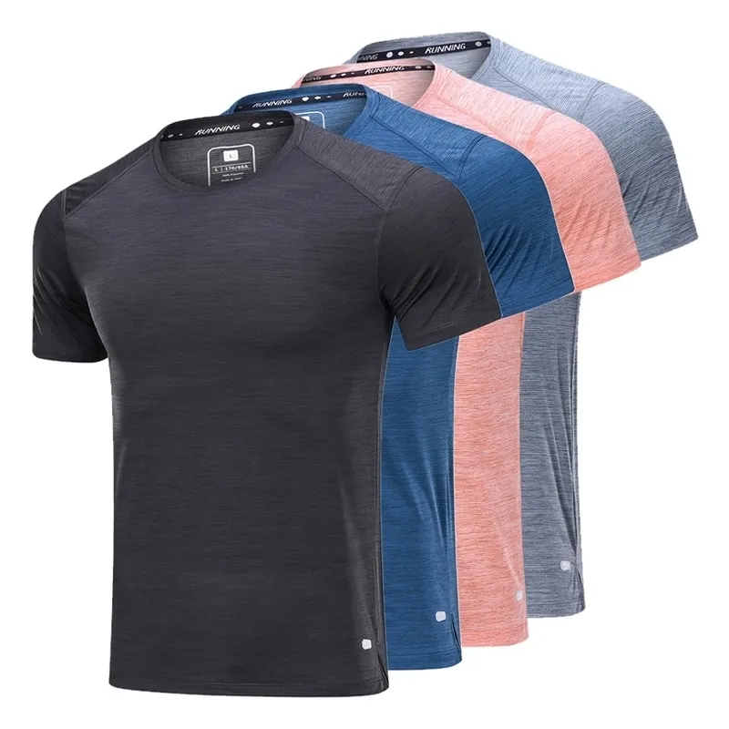 T-shirt de haute qualité pour hommes T-shirts de course à manches courtes Fiess Vêtements d'entraînement à séchage rapide Exercice Gym Sports dessus de chemise 220429