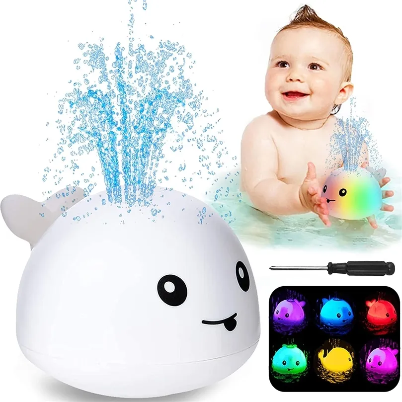 Zhenduo Baby Bath Toys Whale Whale Spray Water Bath Bath With LED LED Flight Sprinkler Bathub Dears For Toddlers Kids Boys 220531
