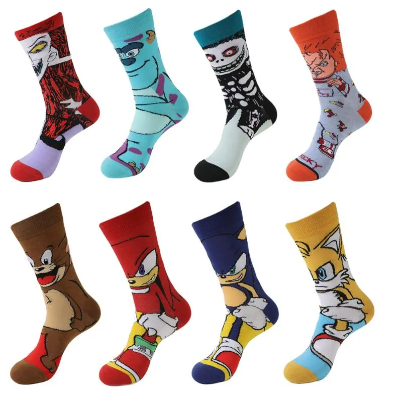 Men's Socks Fashion Anime Funny Cartoon Mens Men Combed Cotton Unisex Skateboard Crazy Novelty Happy Sokken Designer SockMen's