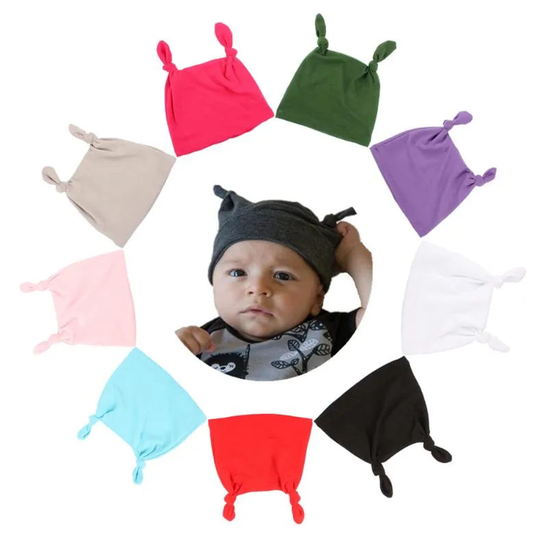 Hår tillbehör färger bomullsblandning baby turban hatt född beanie kepsar huvudbonader småbarn spädbarn dusch födelsedagspresent po propshair