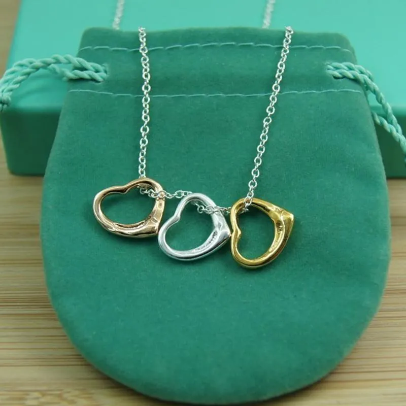 Pendant Necklaces Silver/Gold/Rose Gold/ Three Color Small Heart Necklace For Women Chain Wedding Party Jewelry Christmas GiftPendant