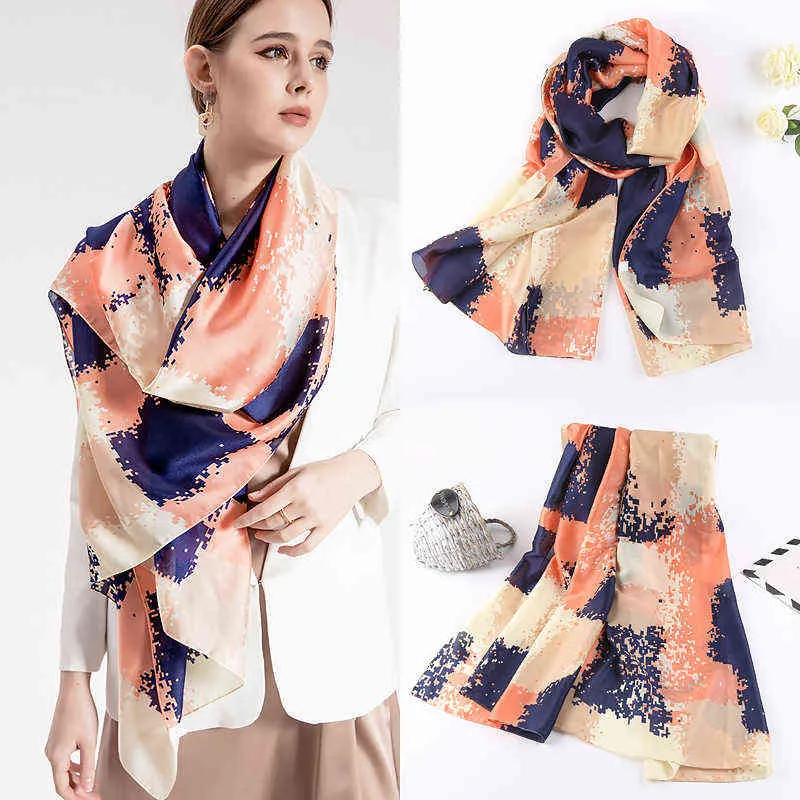 Tiktok Net Red Hot Bell Printing Elegant Cravat Atmosphere Bow Tie Sechreen Sungren Spring Summer Beach Shawl Shawf Whq1