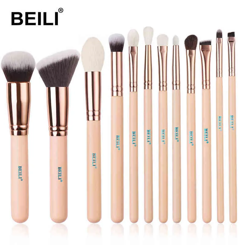 Make-up-Tool Make-up-Pinsel Ziegenhaar rosa Hintergrund Lidschatten gemischt Concealer Set Pinsel 220423