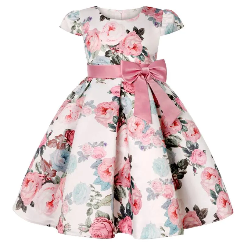 Robes de fille Filles Enfants Fleur Élégant Causal Princesse Fête Enfants Vêtements De Noël Anniversaire De Mariage Bébé Fille DressGirl's