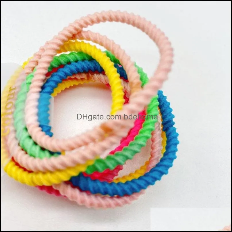 handmade solid color ties ring hair rubber hairbands elastic rope ponytail holder for kids girl fashion accessories