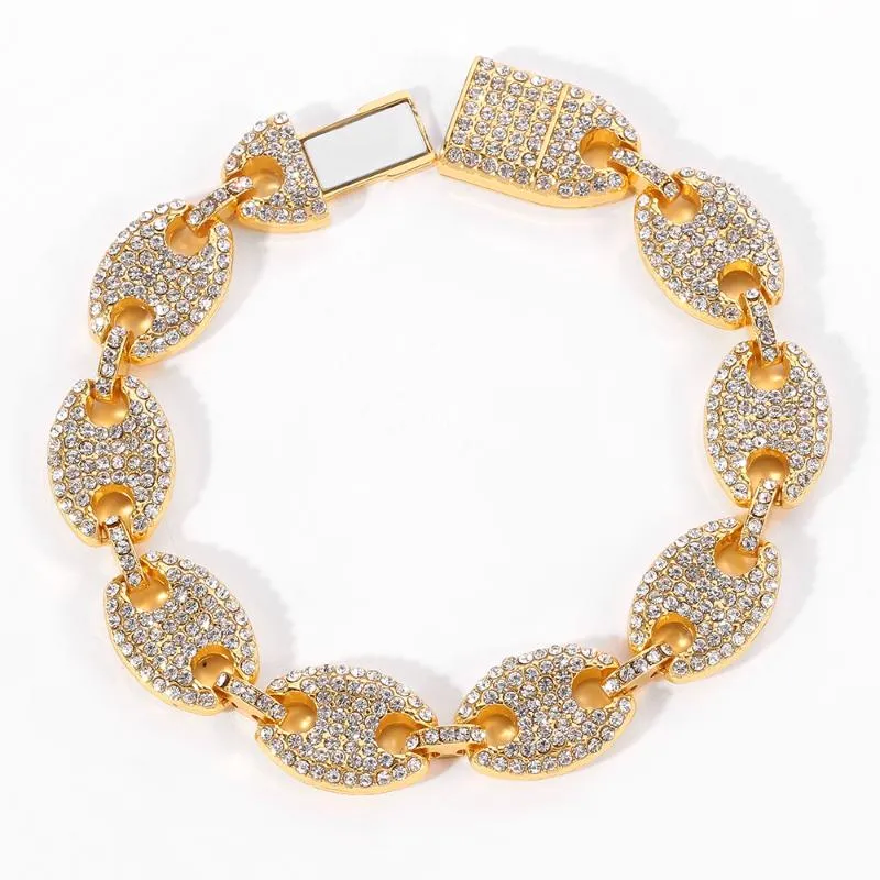 Iced Out Bracelet Hip Hop Iced Out Coffee Bean With Shine