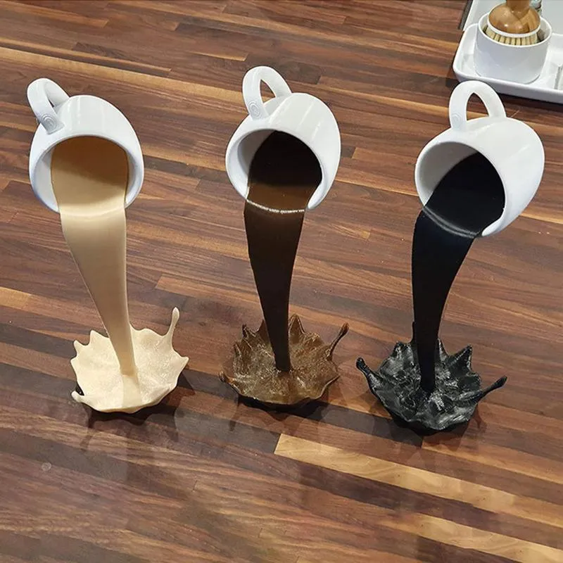 3 Pieces Floating Coffee Cup Sculpture Magic Pouring Splash Coffee