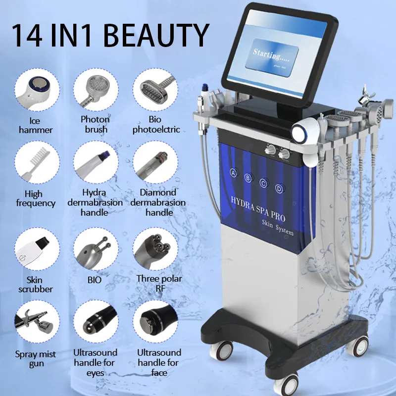 معدات تجميل متعددة الوظائف هيدرا الوجه والرسم الصغير 14 في 1 معدات تشديد الجلد تنظيف الجلد العميق