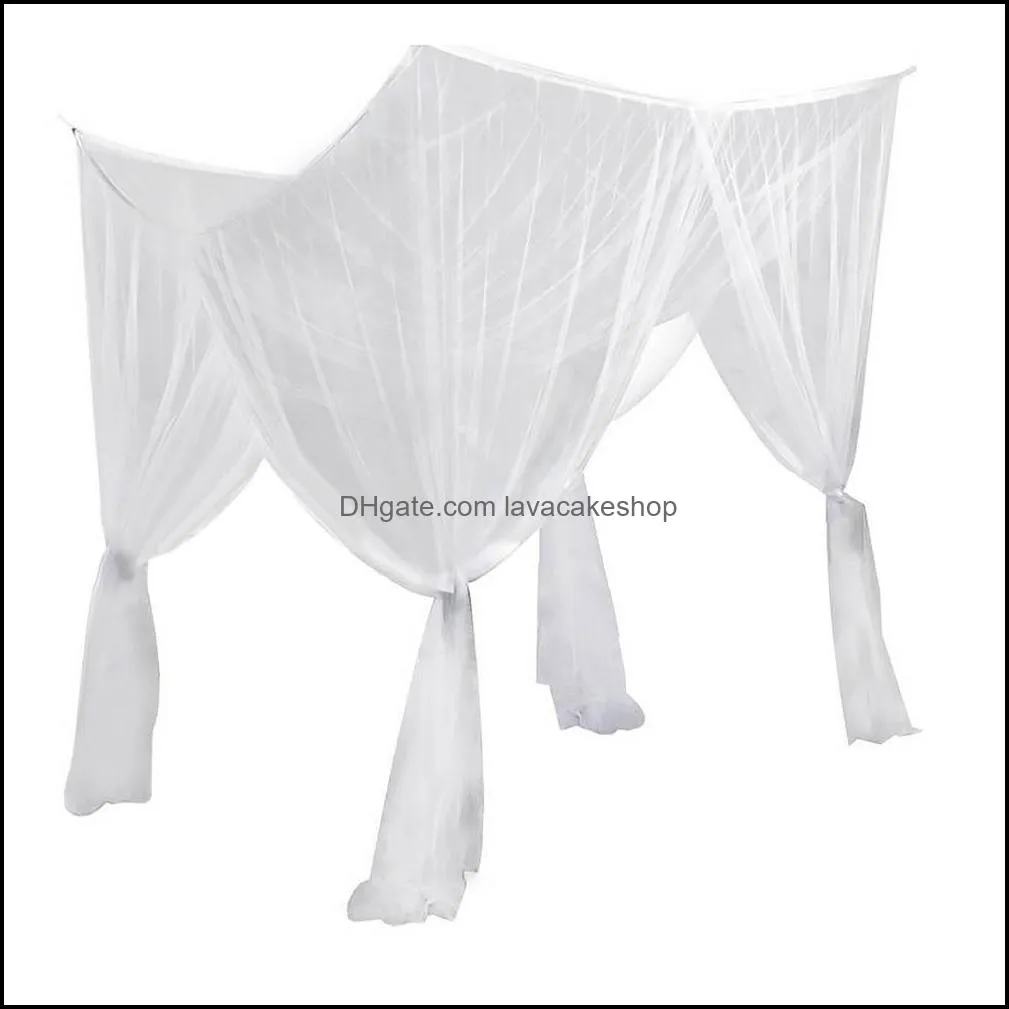 Bedding Canopy Full Size Mosquito Net Post Bed Curtain Dustproof Queen King Decoration Home Netting 4 Corner Polyester White