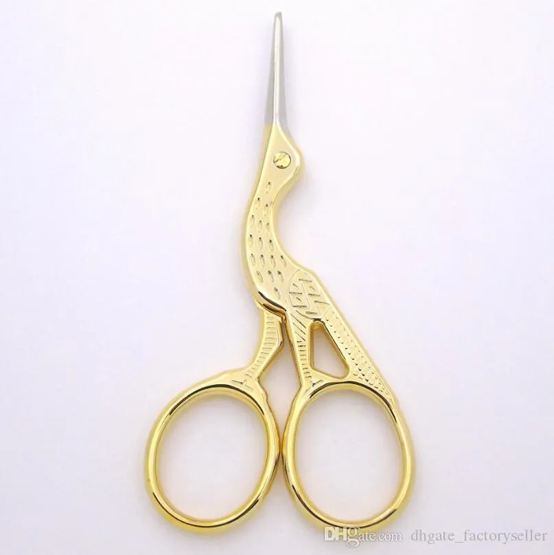 Gold Plated Silvery Small Clipper Stainless Steel Crane Shape Scissors Animal Carving Retro Hot Sell Home Tool LX6091