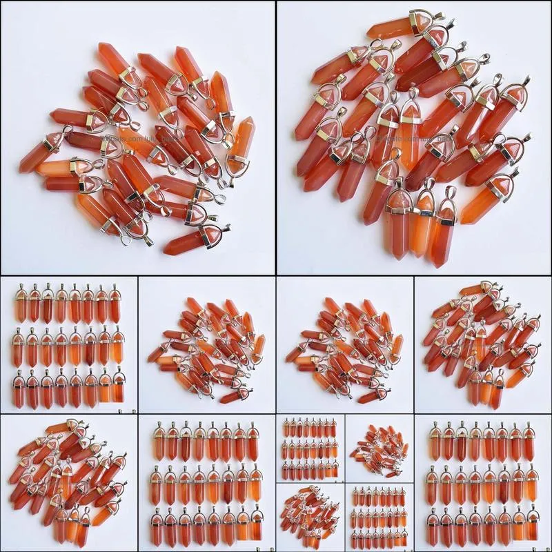 natural stone red onyx bullet shape charms point Chakra pendants for jewelry making diy necklace earrings