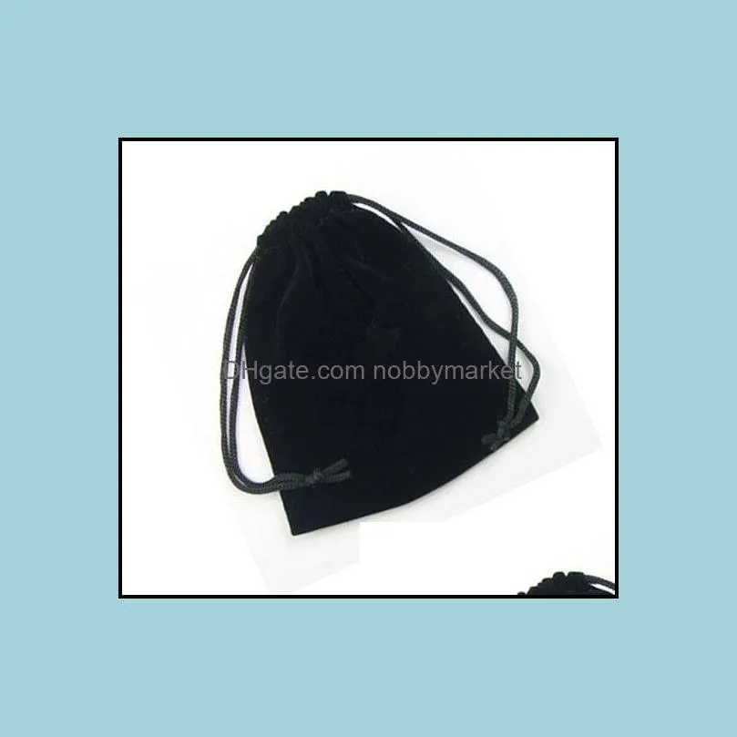 100pcs/lot Black Velvet Jewelry Bags Pouches For Craft Fashion Gift Packaging Display B03