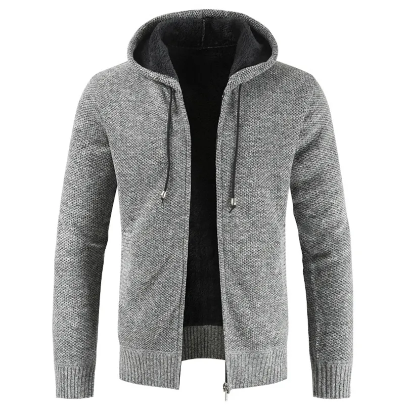 Men's Winter Thick Casual Sweater Cardigan Cotton Hooded Men Autumn Fashion Knitwear Outwear Warm Sweater Jumper Coat Men 201126